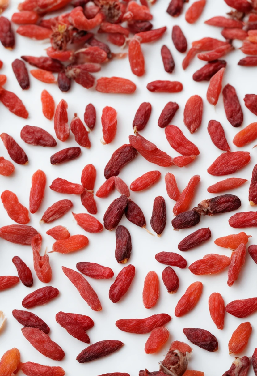 Cnidium monnieri is scattered on Chinese medicine paper marketing pictures，Advertisements that are trusted and reliable in a healthy tradition should be conveyed，guidelines：1.The subject：Highlight the characteristics of goji berries and catnidium monniere，2.Iconic text：Add its efficacy3.Color scheme：Use simple color combinations，4，Keywords：wholesome，tradit，trust，Marketing