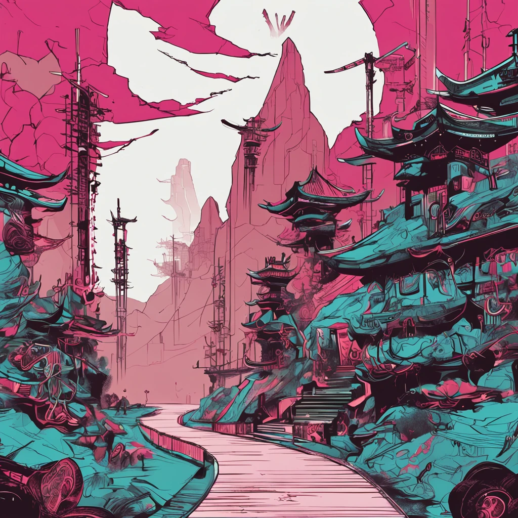 cyber punk perssonage,Taoist robes,cultivating immortals,water ink,High hills,self-assured,Fairy wind road bone,Blood flow in the background