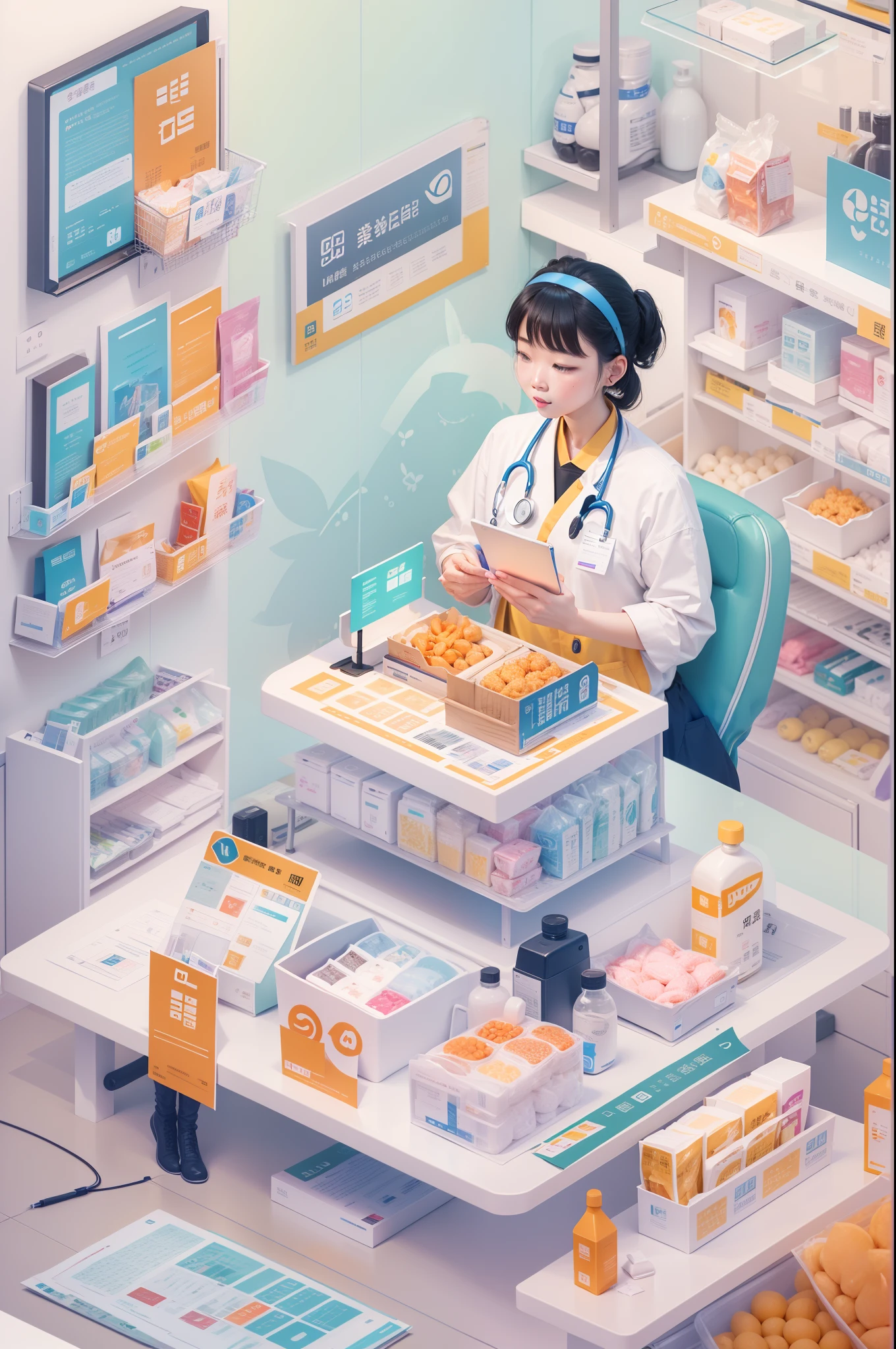 Design a showcase of Alipay in the healthcare field(Such as online registration、Drug purchases, etc)Illustration of convenience。