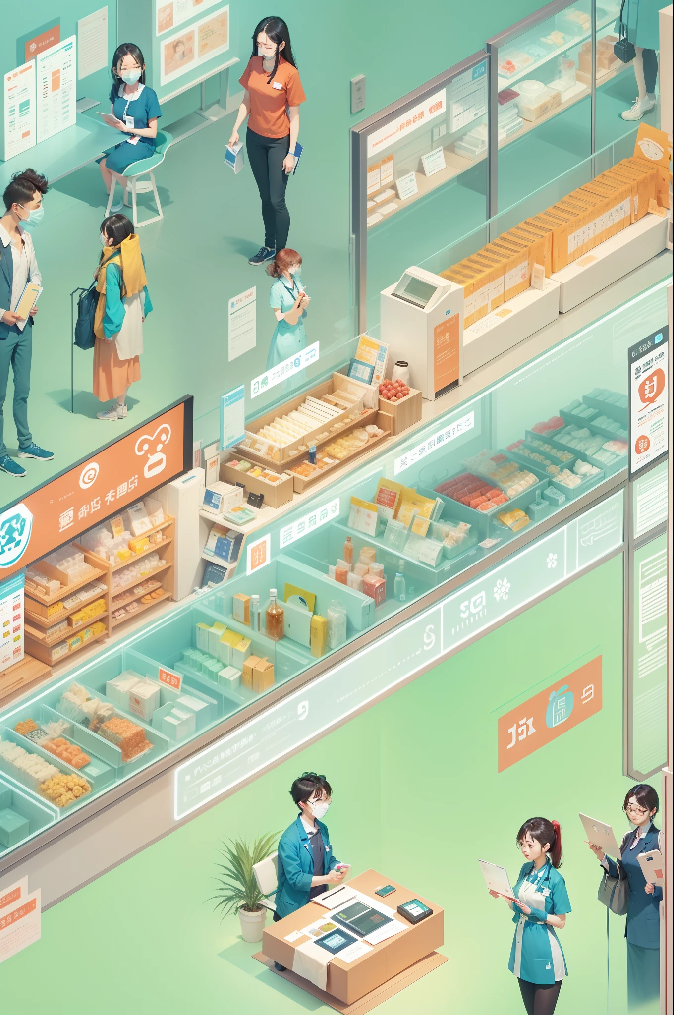 Design a showcase of Alipay in the healthcare field(Such as online registration、Drug purchases, etc)Illustration of convenience。