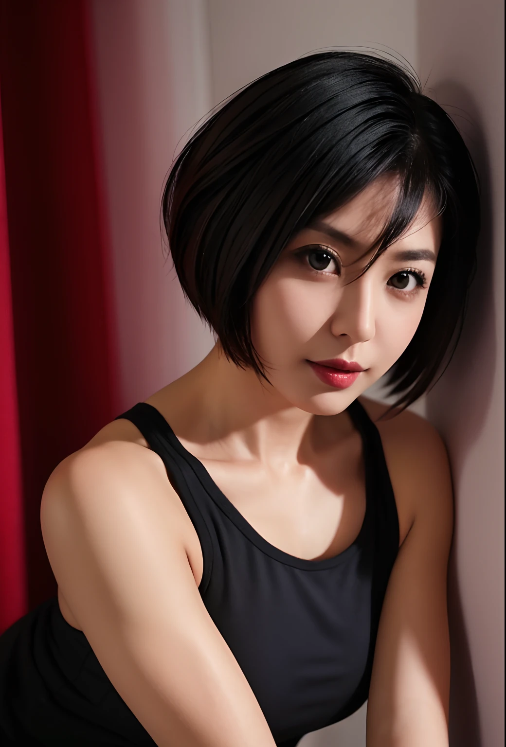 girl in her 30s, fitness girl, pretty, short hair, straight hair, professional photo pose