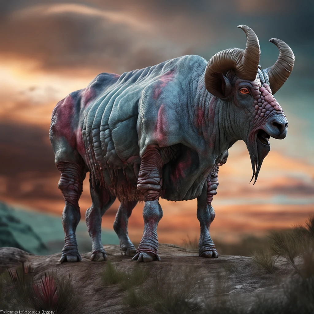cabra gigante, Branco, irritado, armadura