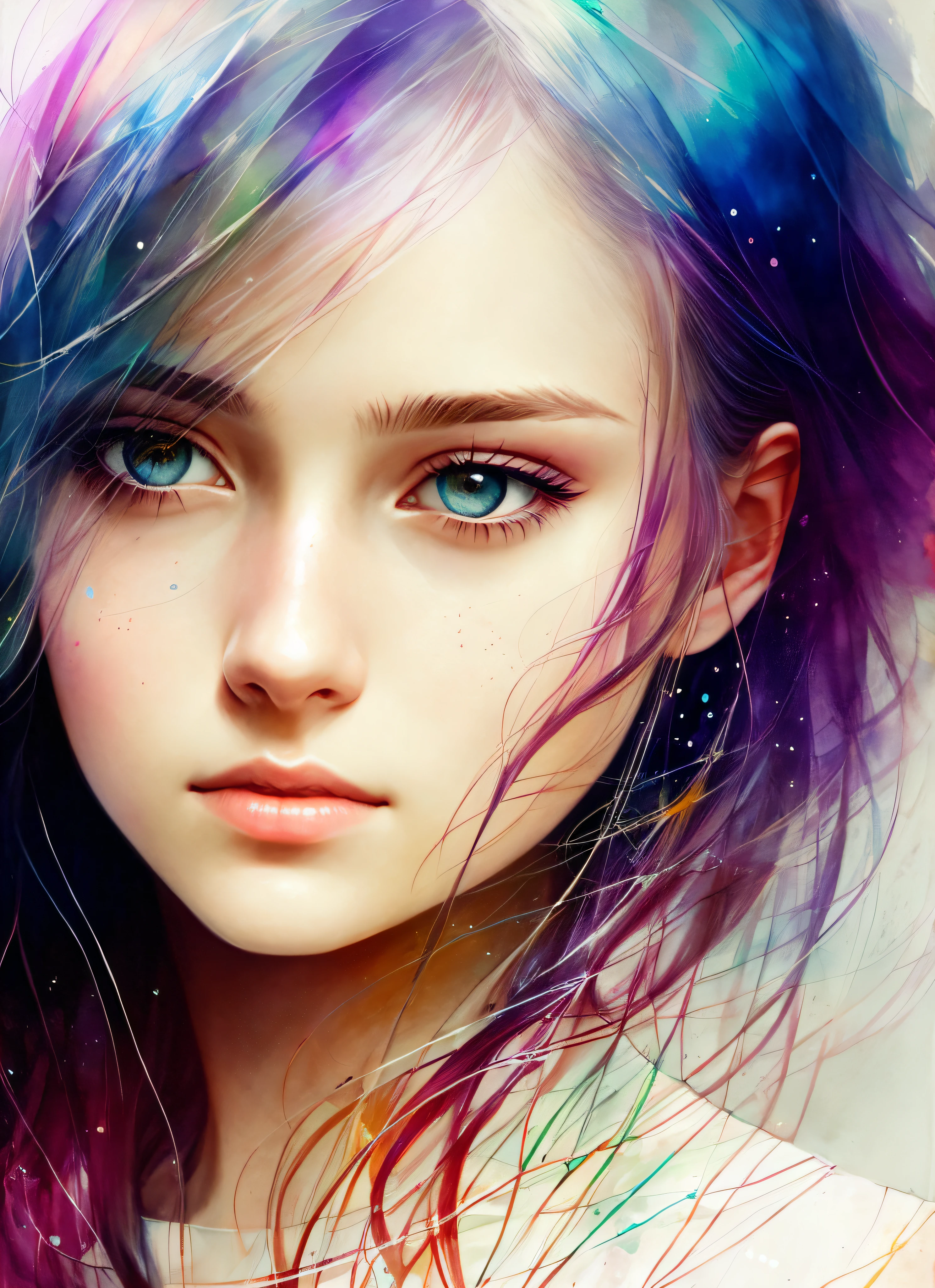 una mujer de agnes cecile, luminous design, colores pastel, gotas de tinta, luces de verano