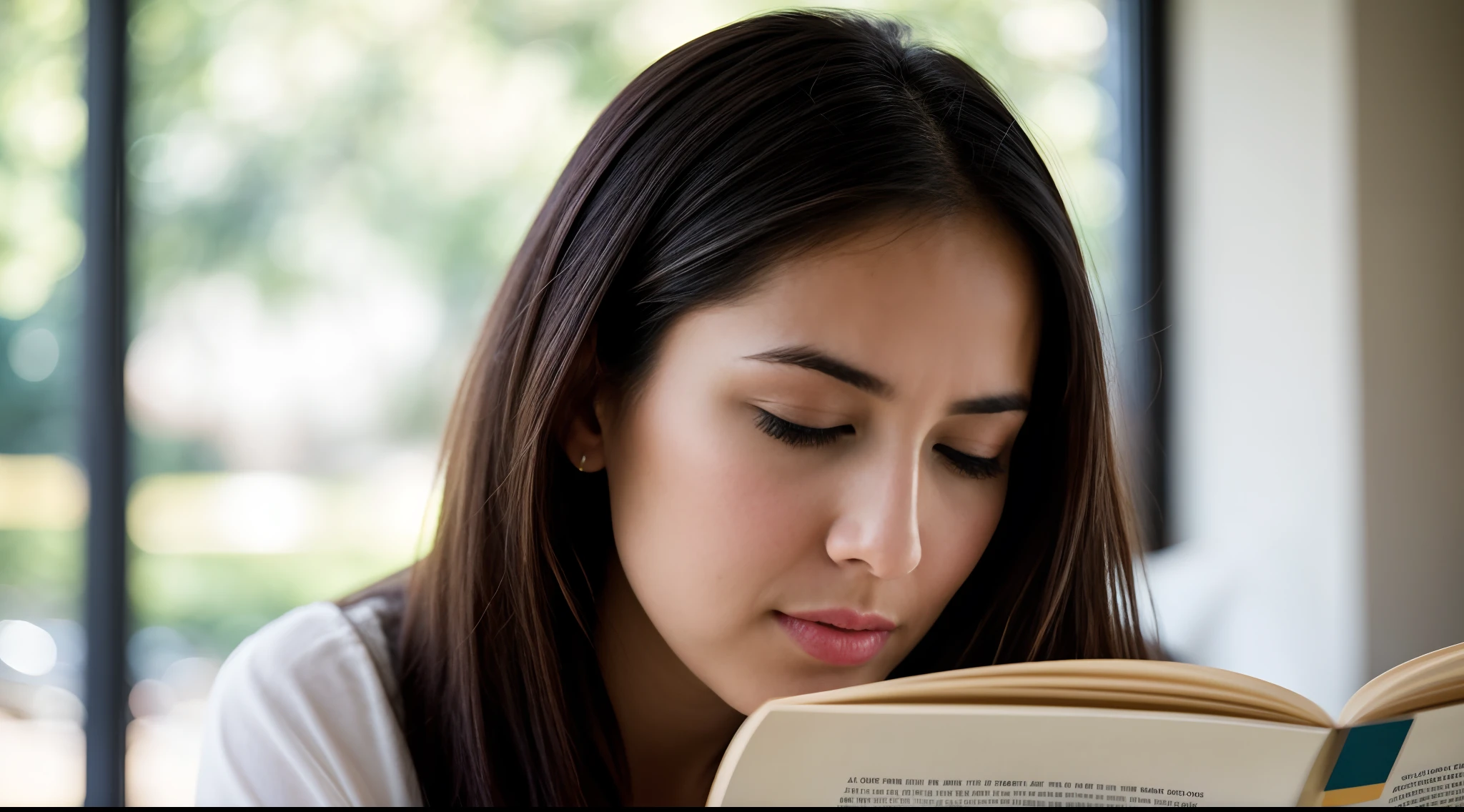 instagram photo, closeup face photo An evocative image of a woman lost in the pages of a novel, her expressions reflecting the emotions of the narrative, Nikon Z6 II with 85mm f/1.4 lens, soft natural light, candid literature photography.