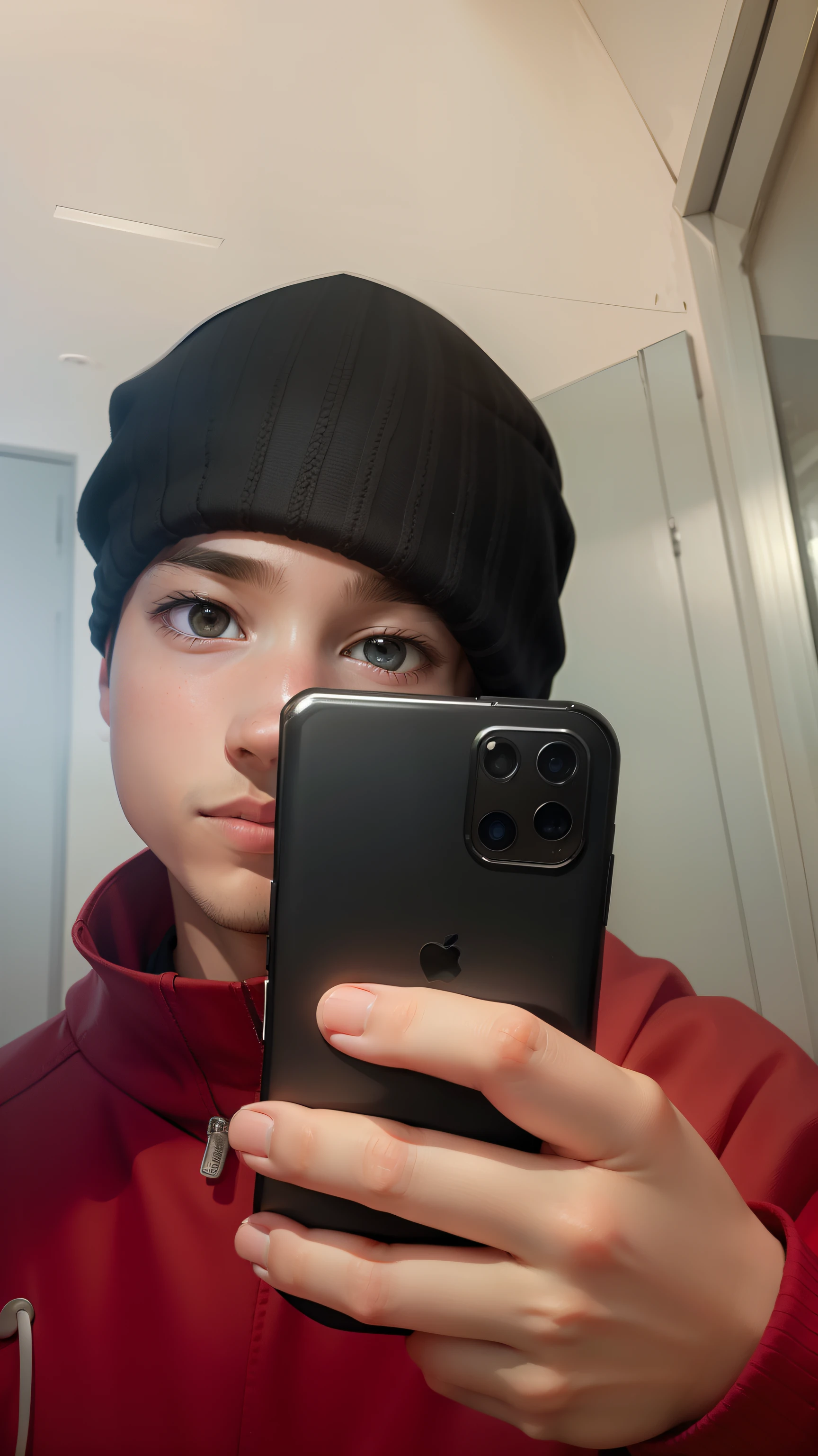 Holding phone, boy, realistic face, photography