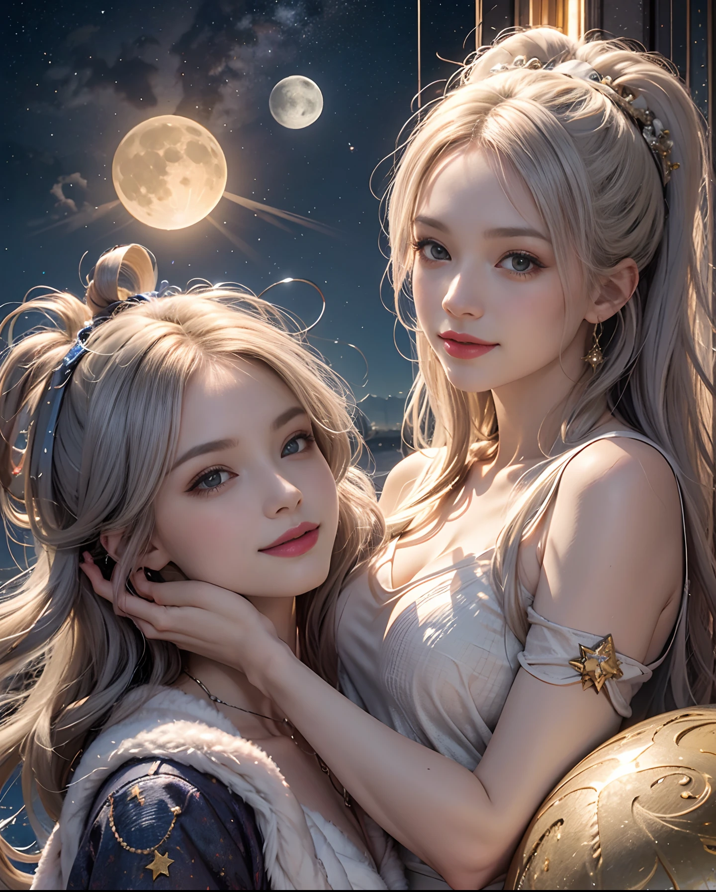 birth chart, Venus, light, moon, sun, planet, star, gentle smile, rococo