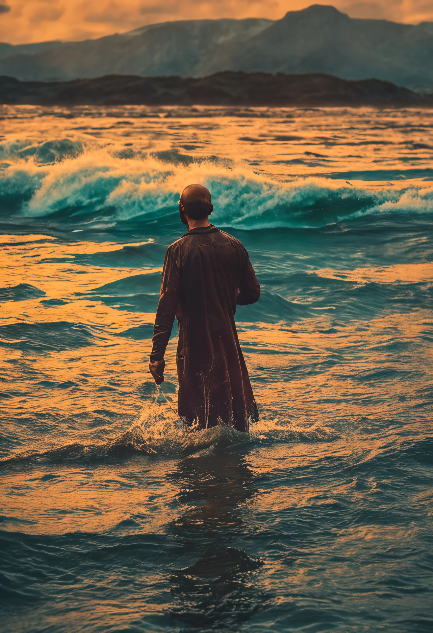 Capa para ebook, a person in the midst of water, ansiedade, highes definition, detalhes definidos.