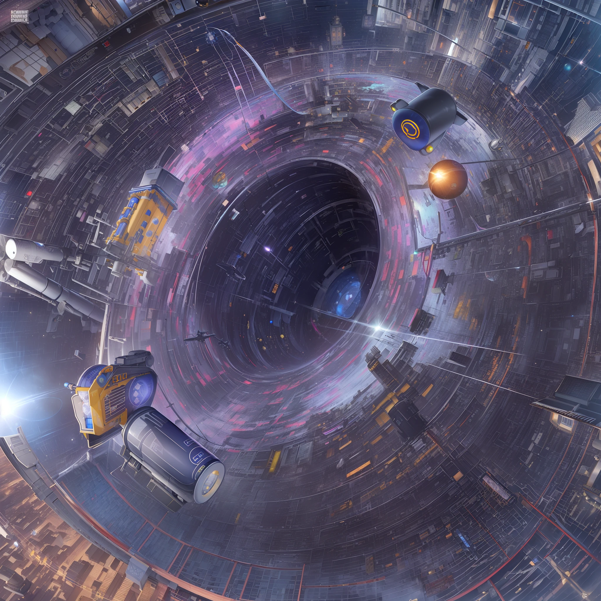 hyper HD, retinas, Anatomically correct, Textured skin, Super detail, Best quality, A high resolution,(Antenna signaling device:1.3),The vast universe,(Blue butt projection dotted line:1.3),(A Dyson ball wrapped around the sun:1.3),space opera,space station,Artificial satellite,(kosmos:1.2),(8K、HighestQuali、tmasterpiece:1.2)、(hentail realism、pfotorealistic:1.37)、Hyper-detailing