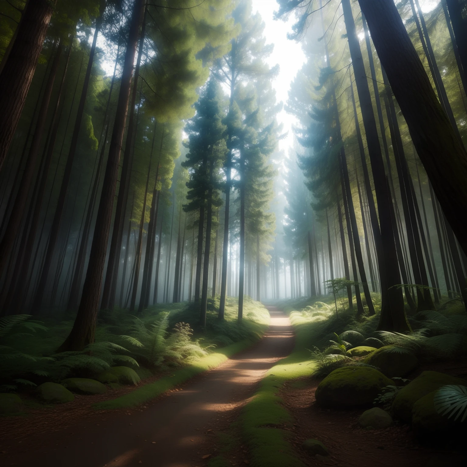 a peaceful forest in another planet