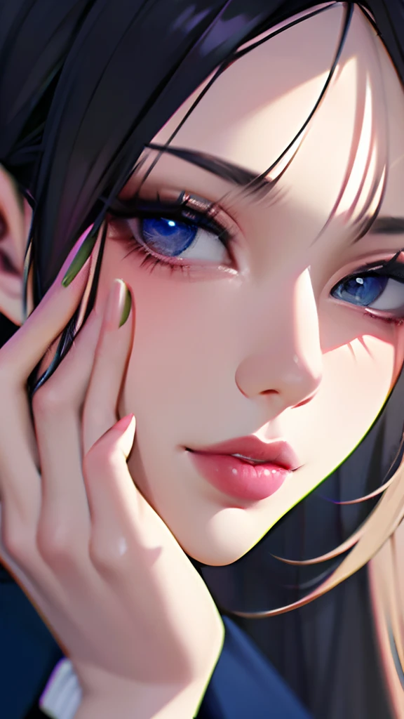 (masterpiece), (pov close up), best quality, masterpiece, (photorealistic:1.2), 1woman, vonzy selfie in bed, on sidepool at night, front view, realistic skin, (round face), curtain fringe messy hair, brown hair, human skin imperfection, b...