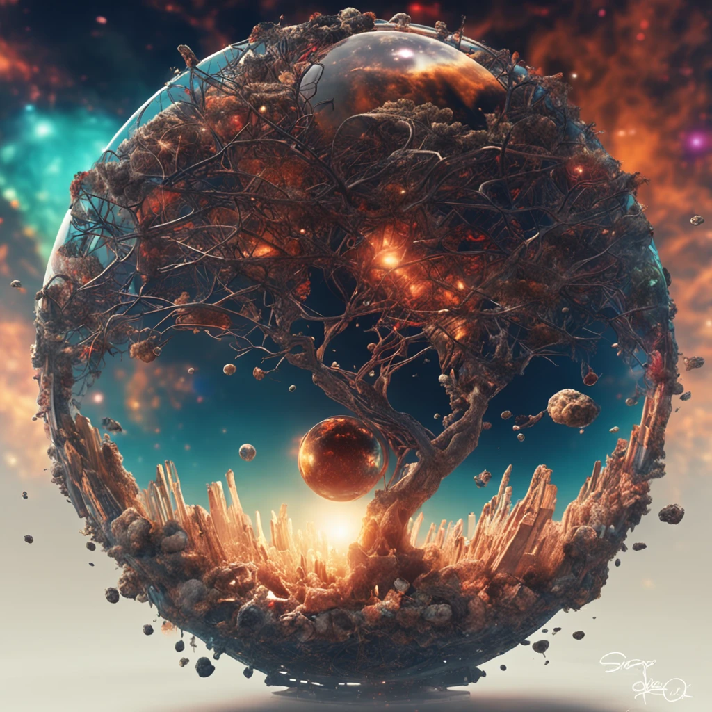 Best Quality, Mastepiece, Ultra High Resolution, (Realistic Photos:1.4), Surrealism, Dreamlike,Fusionart, Vast Universe, Stars Shining Large and Small, Super Complex, Super Detail, Earth in the Center, Fantastic, Masterpiece