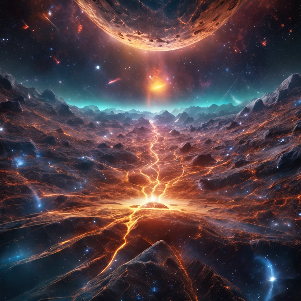 Best Quality, Mastepiece, Ultra High Resolution, (Realistic Photos:1.4), Surrealism, Dreamlike,Fusionart, Vast Universe, Stars Shining Large and Small, Super Complex, Super Detail, Earth in the Center, Fantastic, Masterpiece