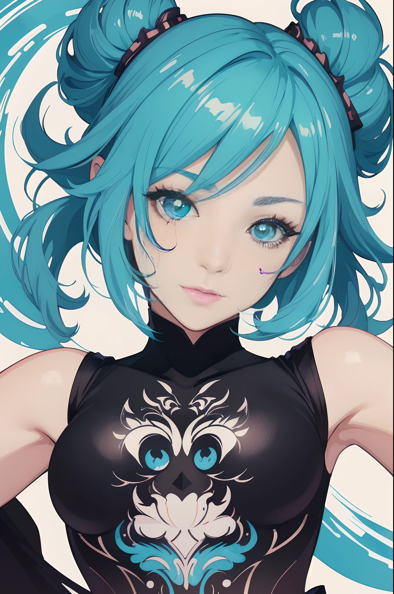 anime style woman with earth, face expressing pleasure short clothes, symmetrical body face expressions, random coloring, 2D, planar vector, character design, T-shirt design, colorful splashes, vector art, fantasy art, watercolor effect,digital painting, white bg, 8K --auto --s2