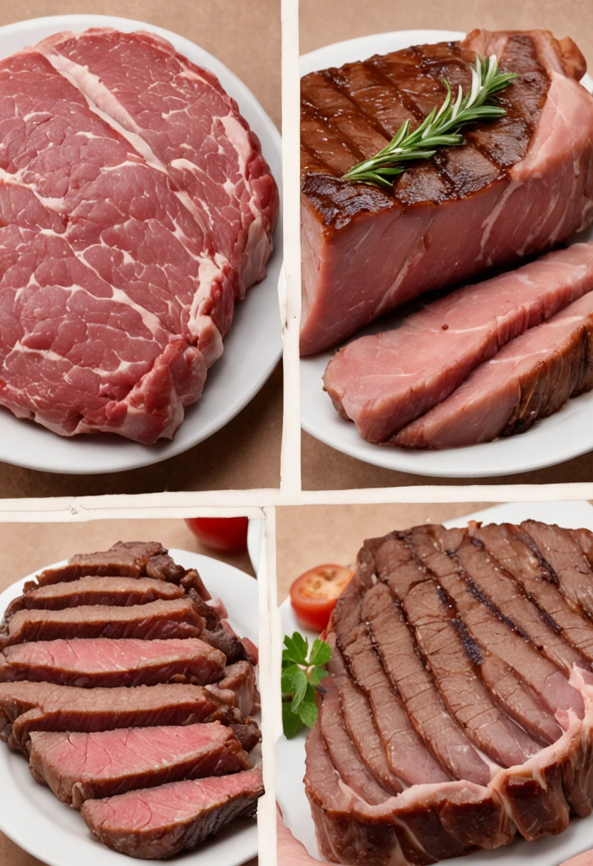 Comparison of 5 steaks of different degrees of doneness