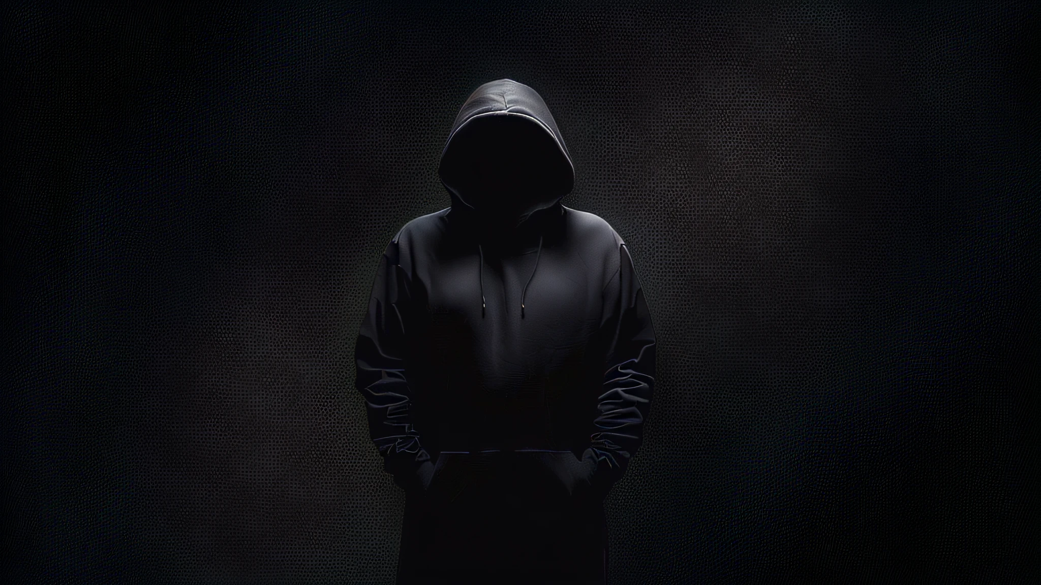 Man with black hood standing in a dark room, usando um capuz escuro, figura encapuzada, em um moletom preto, pessoas sem rosto escuras, Capuz Preto, usando um capuz preto, figuras encapuzadas, hacker, Escuro Backround, Backgroud escuro, figura escura encapuzada, encapuzado, Pessoa encapuzada obscurecida andando, Tecnologia de pano VantaBlack