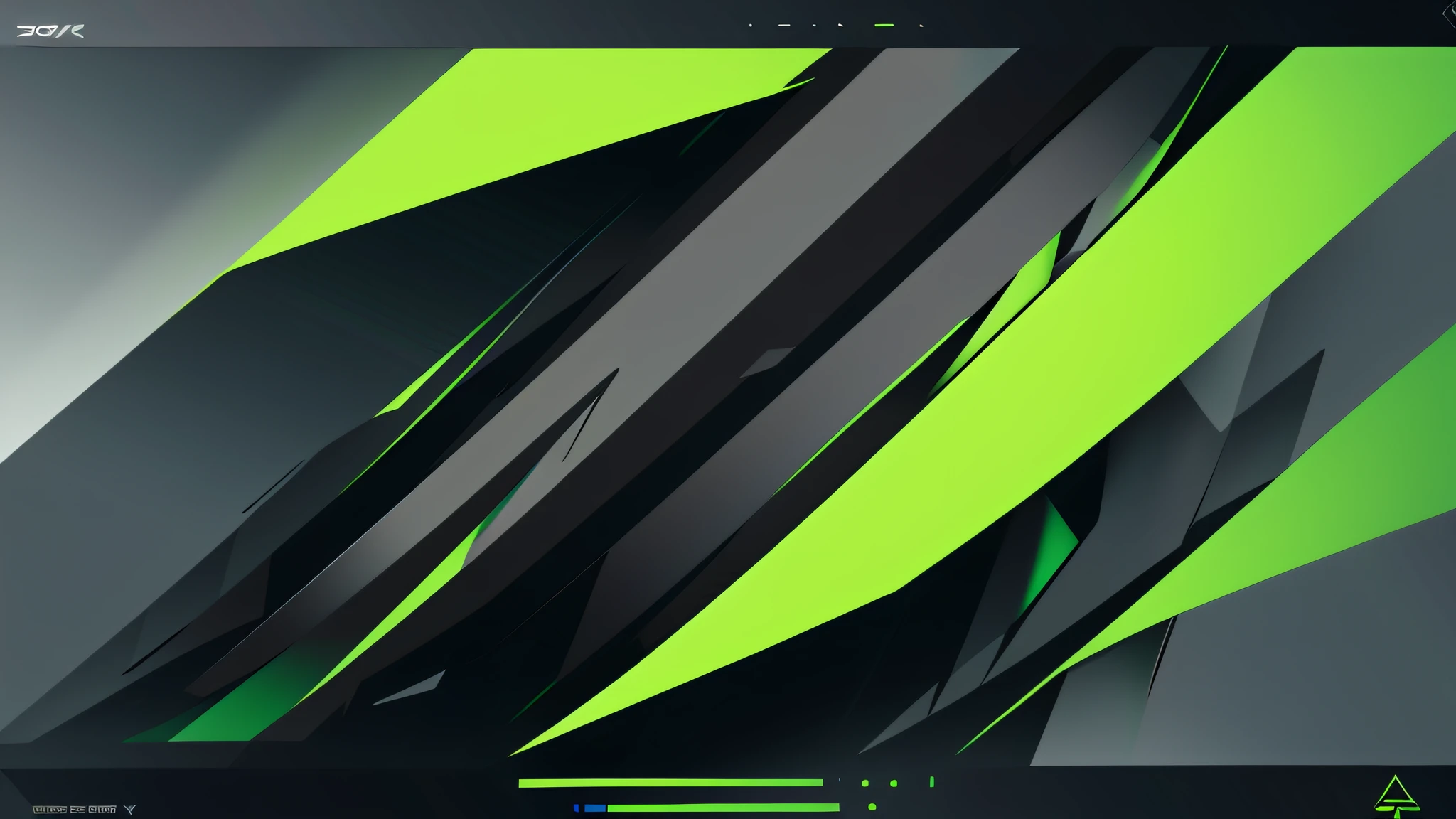 Close-up of poster with green and dark gray color scheme on black background，Fluorescent green and gray color blocking，Render mech lines，Cool enough