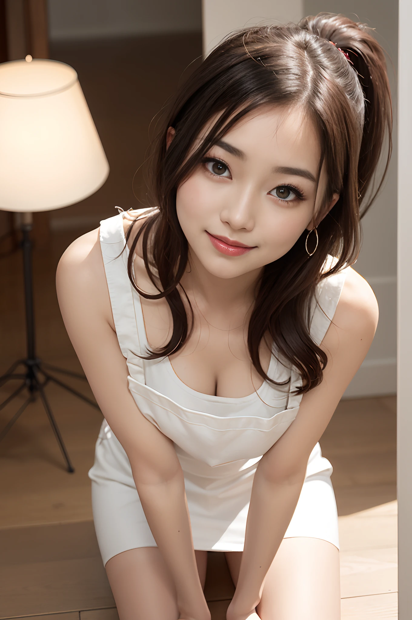 Photorealistic、 e youpan, Shy smile, drooing eyes: 1.3, Person shot々, (in 8K) , master piece, (No retouching, Lip gloss, False eyelashes, Real Skin, of the highest quality, 超A high resolution, depth of fields, chromatic abberation, Caustics, Wide Lighting, Natural Shading))