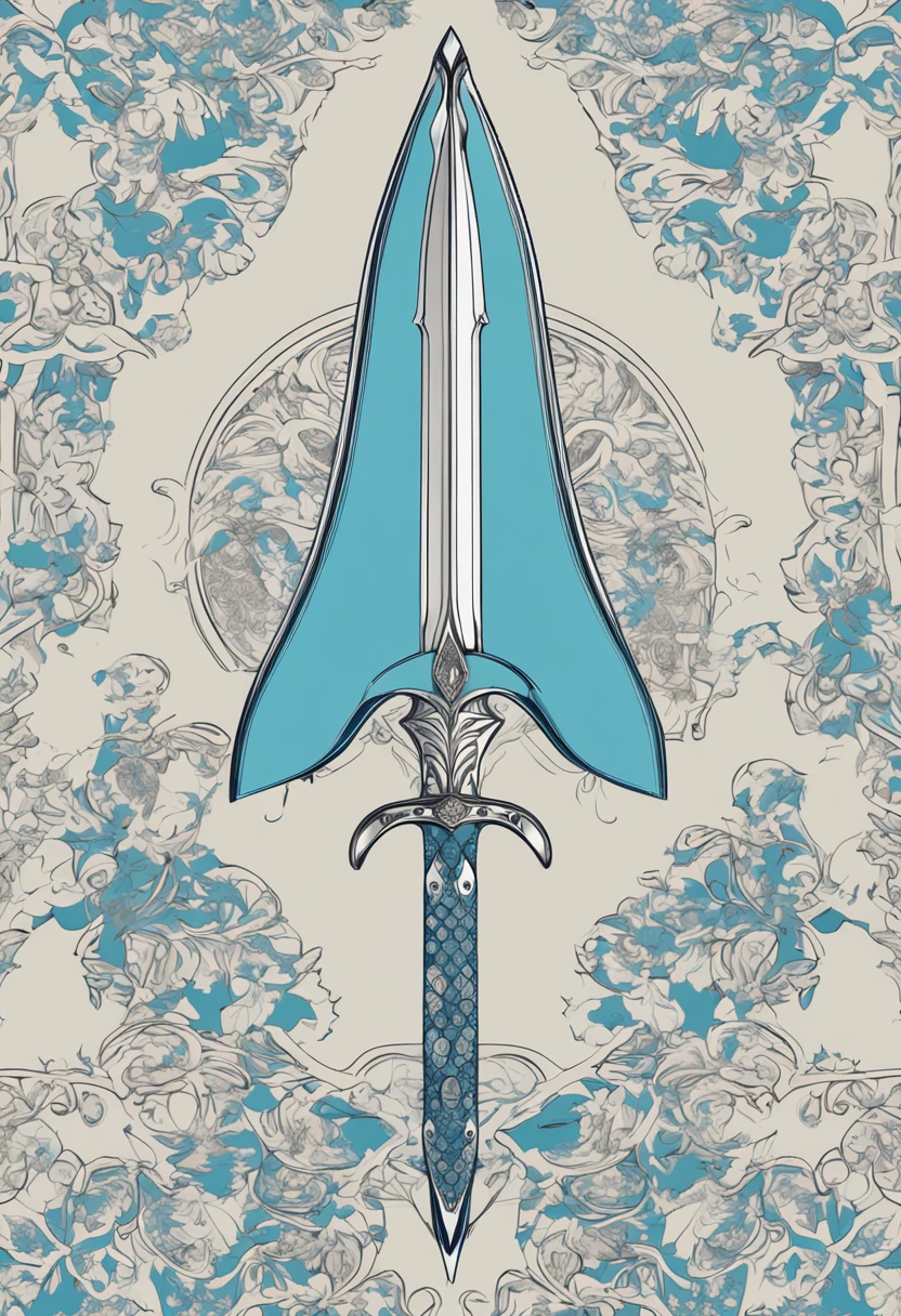 The pure white sword body is delicate and exquisite,(((The blade is designed with a diamond shape and a light blue particle effect filigree pattern:1.3))), Edge, (The sword body is symmetrically decorated:1.3), (The sword is centered on the whole blade:1.3), Mid-range close-up,(Overall silhouette:1.3),(Fantastic angelica flower background:1.2), Ultra Realistic Photo, super-fine, 8K,Premium wallpapers,Highest image quality,。.3D,C4D,Master masterpieces,Octane rendering