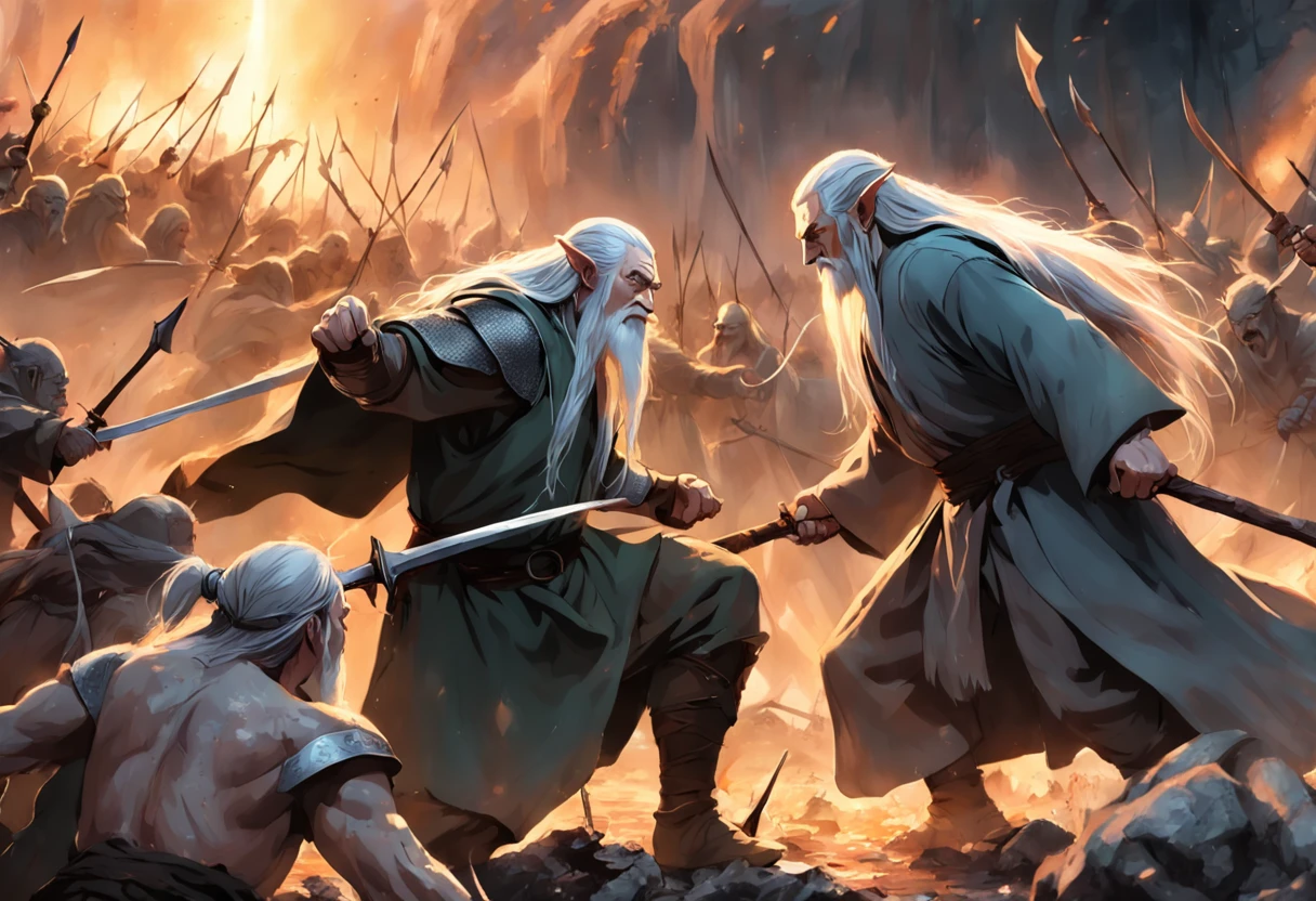 War of the Lord of the Rings The Orcs fighting Legolas and Gandalf