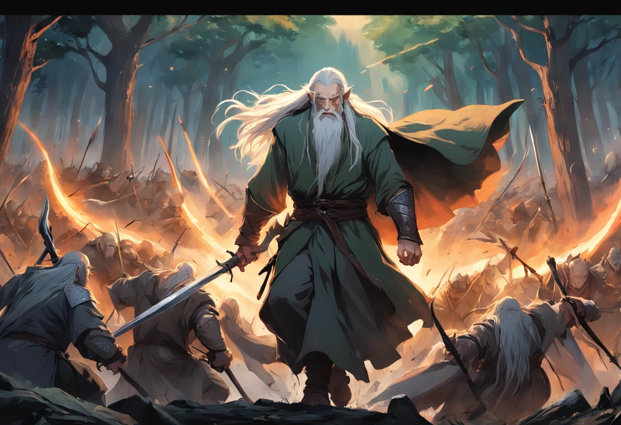 War of the Lord of the Rings The Orcs fighting Legolas and Gandalf