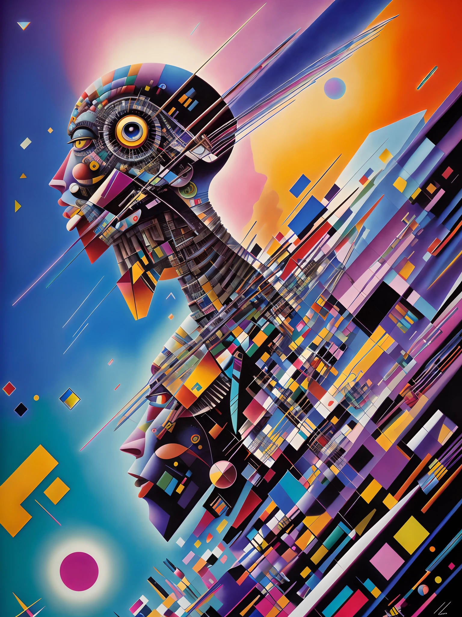 art by Wassily Kandinsky, detailed, sharp image, 8k, rim light, closeup, body horror, poster, hdr, intricate, a demigod creature