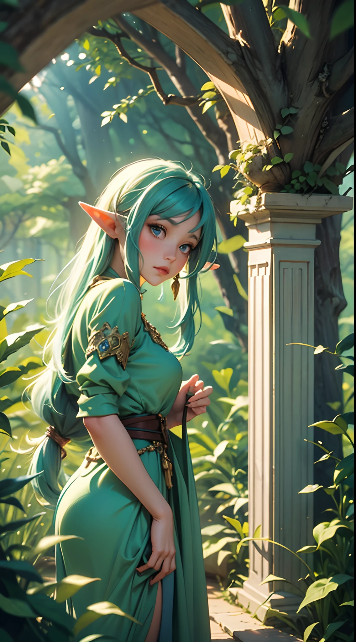 "A stunning masterpiece capturing the serene beauty of an enchanting elf surrounded by a mesmerizing watercolor-inspired atmosphere."