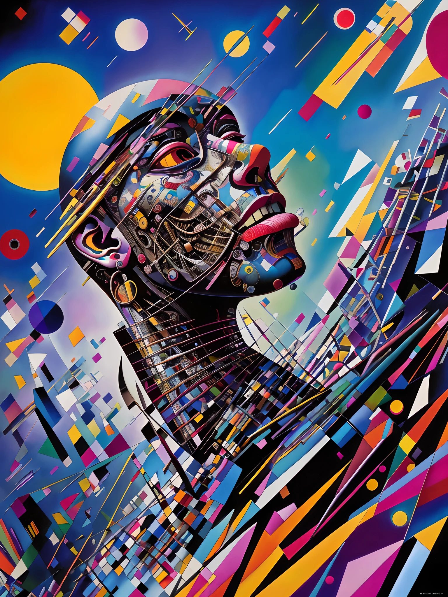 art by Wassily Kandinsky, detailed, sharp image, 8k, rim light, closeup, body horror, poster, hdr, intricate, a demigod creature