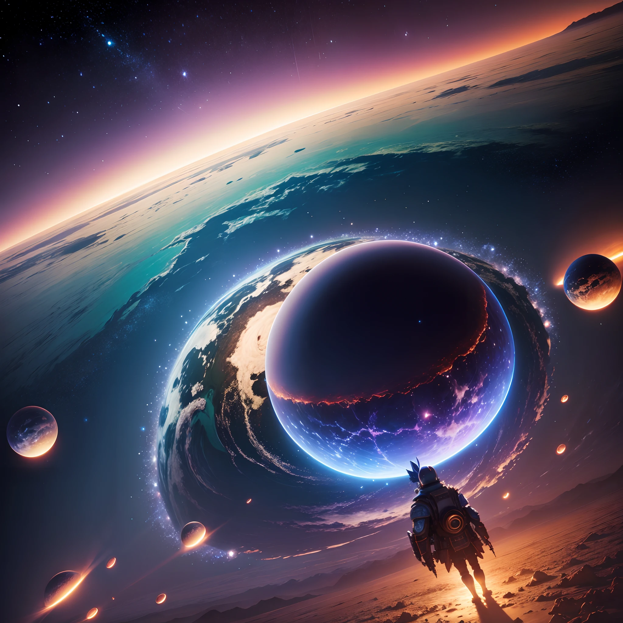 Universes,starry,Stand on a planet and look at a huge planet,Giant things,starry,8K,K HD