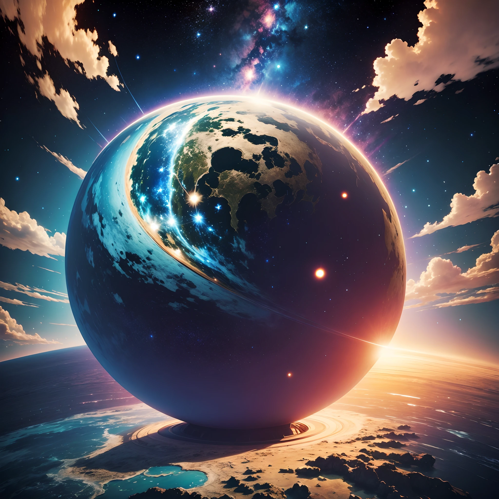 Universes,starry,Stand on a planet and look at a huge planet,Giant things,starry,8K,K HD