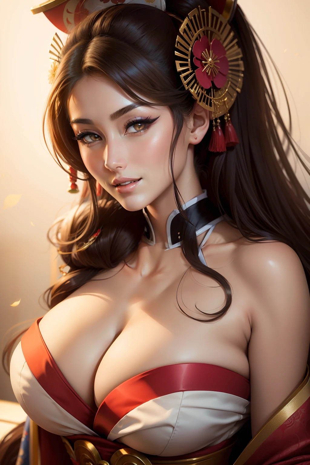 lucy pinder, portrait, geisha, smiling, sexy.