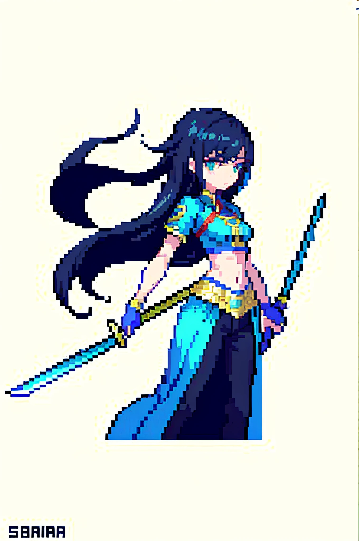 （tmasterpiece，top Quority，best qualtiy），pix，pixelart，1girll，full bodyesbian，swordsman，On the run