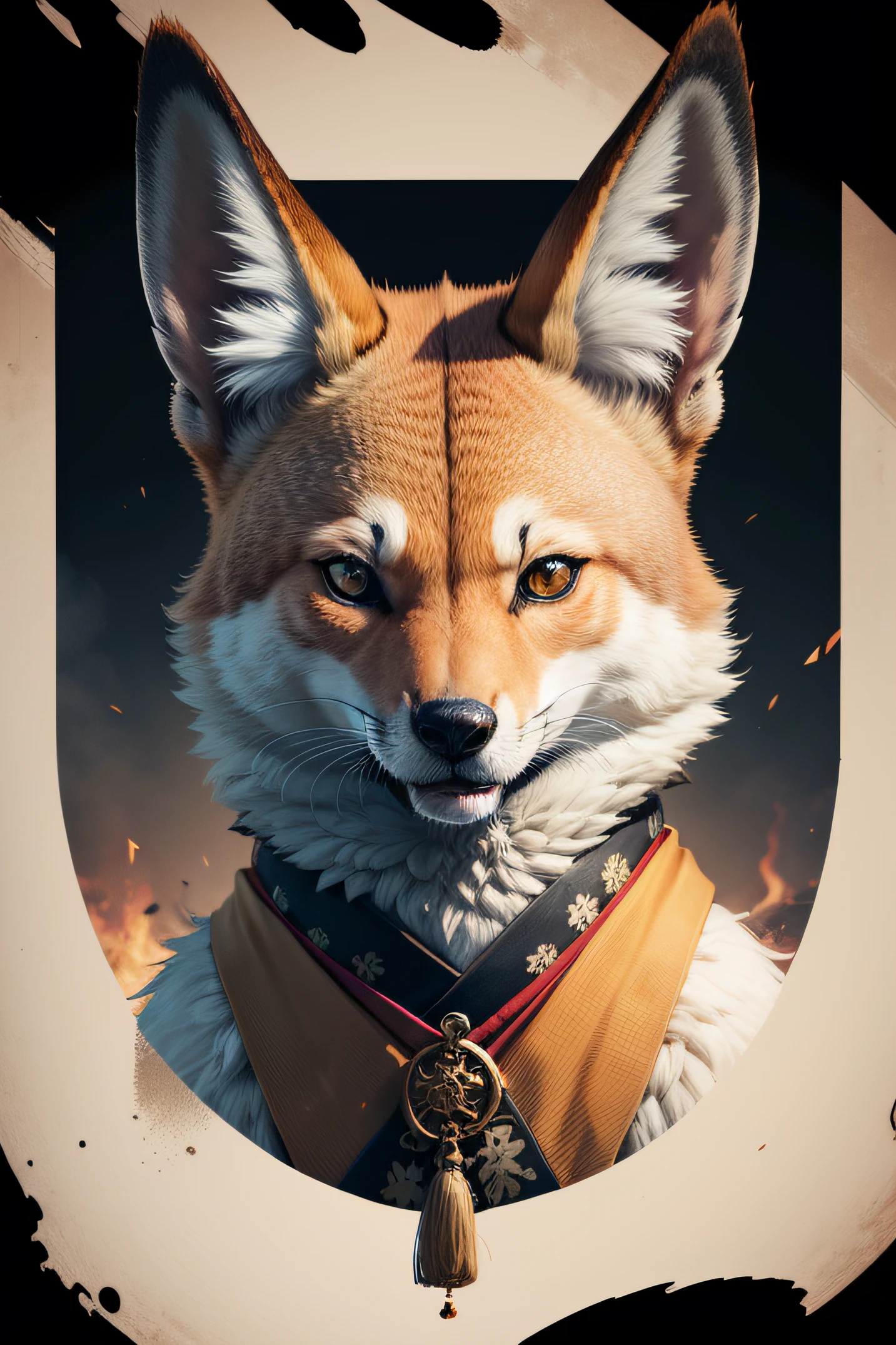animal, raposa, japonesa, kitsune, ancestral, demoniaca