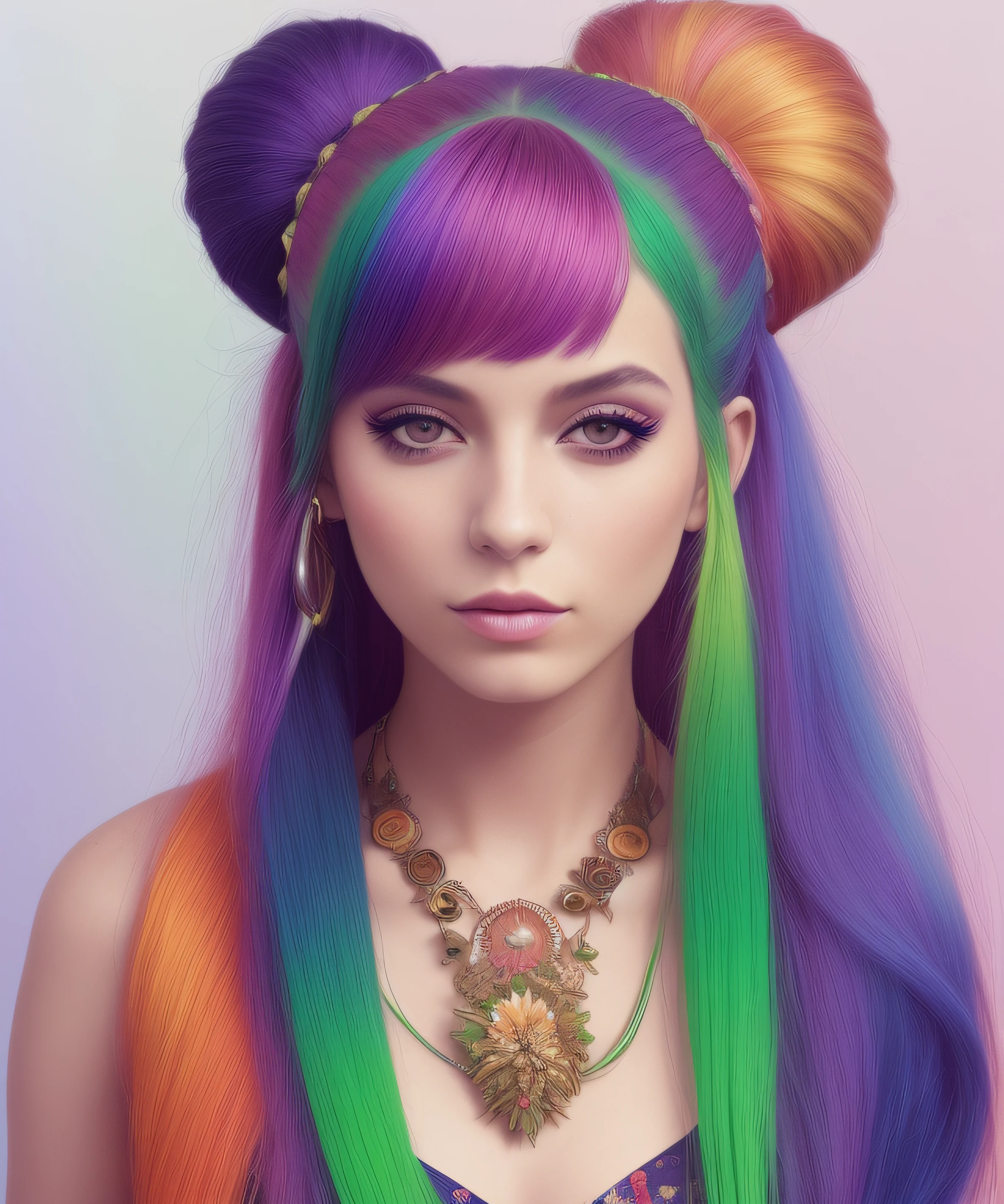 Moda futurista. canabis Obra maestra, La mejor calidad, Hemp, marihuana, hojas, hierba, cannabis, Girl with rainbow hair, Cabello realmente salvaje, Me