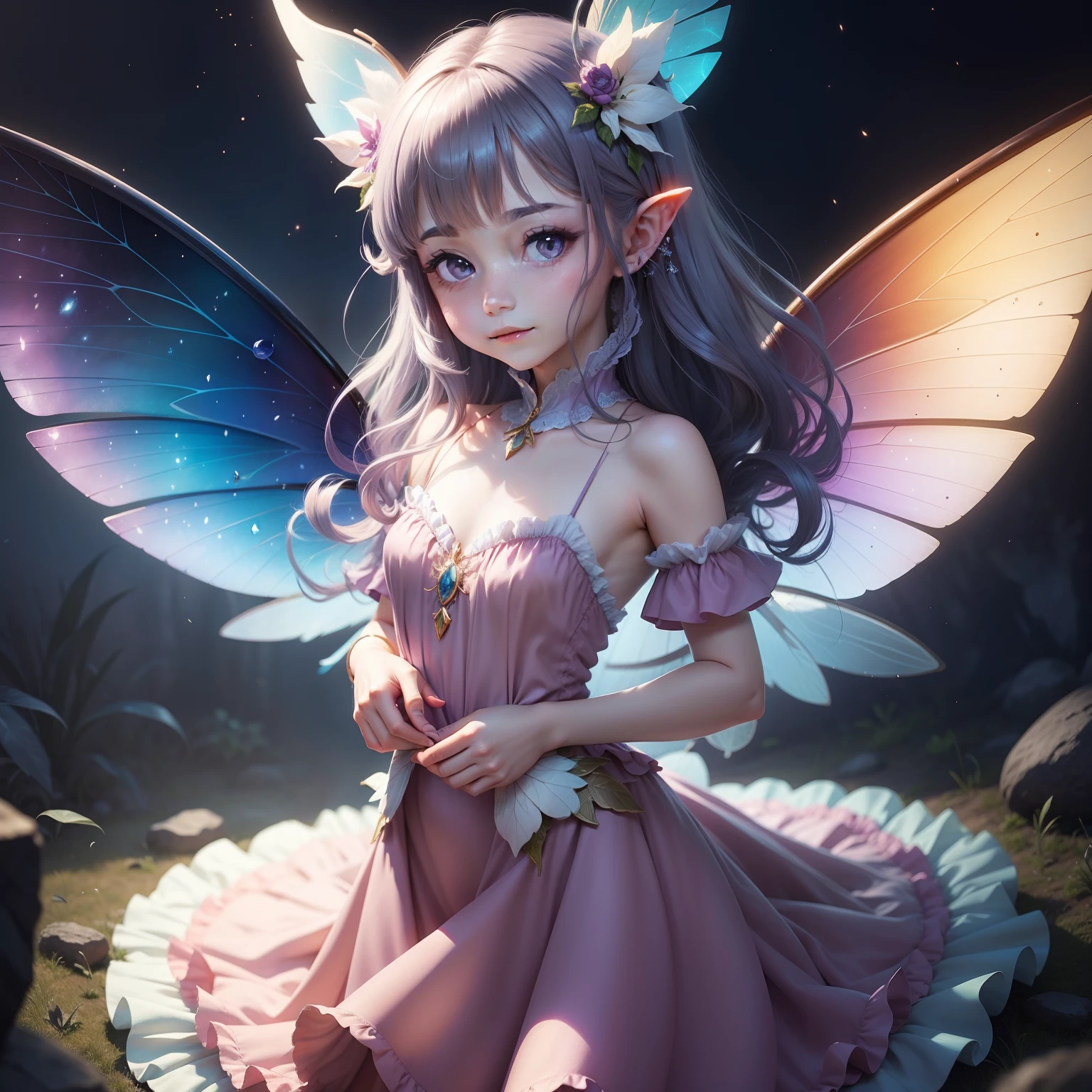 Beautiful fairy, surrounded by fireflies, ethereal and dreamy atmosphere super detail high-precision 8K resolution cinematic lighting