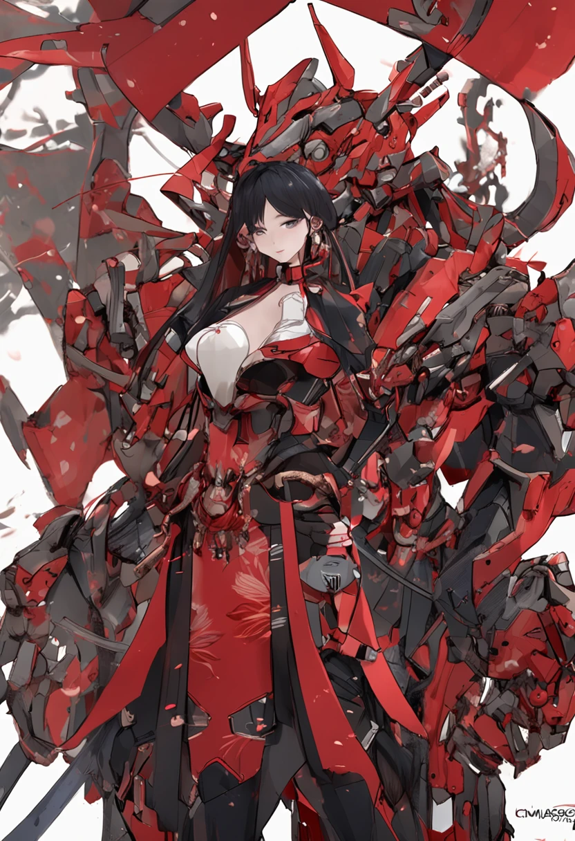 Yang Mi face shape，Mechanical joints，Mechanical Samurai，red theme