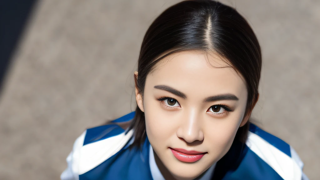 Black ball hair、White Skin Skin、chineseidol、年轻、Thick eyebrows、Black eyes、biting lip、Full of arrogance、Cheer Uniforms、Custom JF clothing、（1 female student）、By the school pond、Sit on a book、Slim eyebrows、Brown hairpins、hentail realism、8K、tmasterpiece、A high resolution、、anatomically correcte、、from above view、32K quality