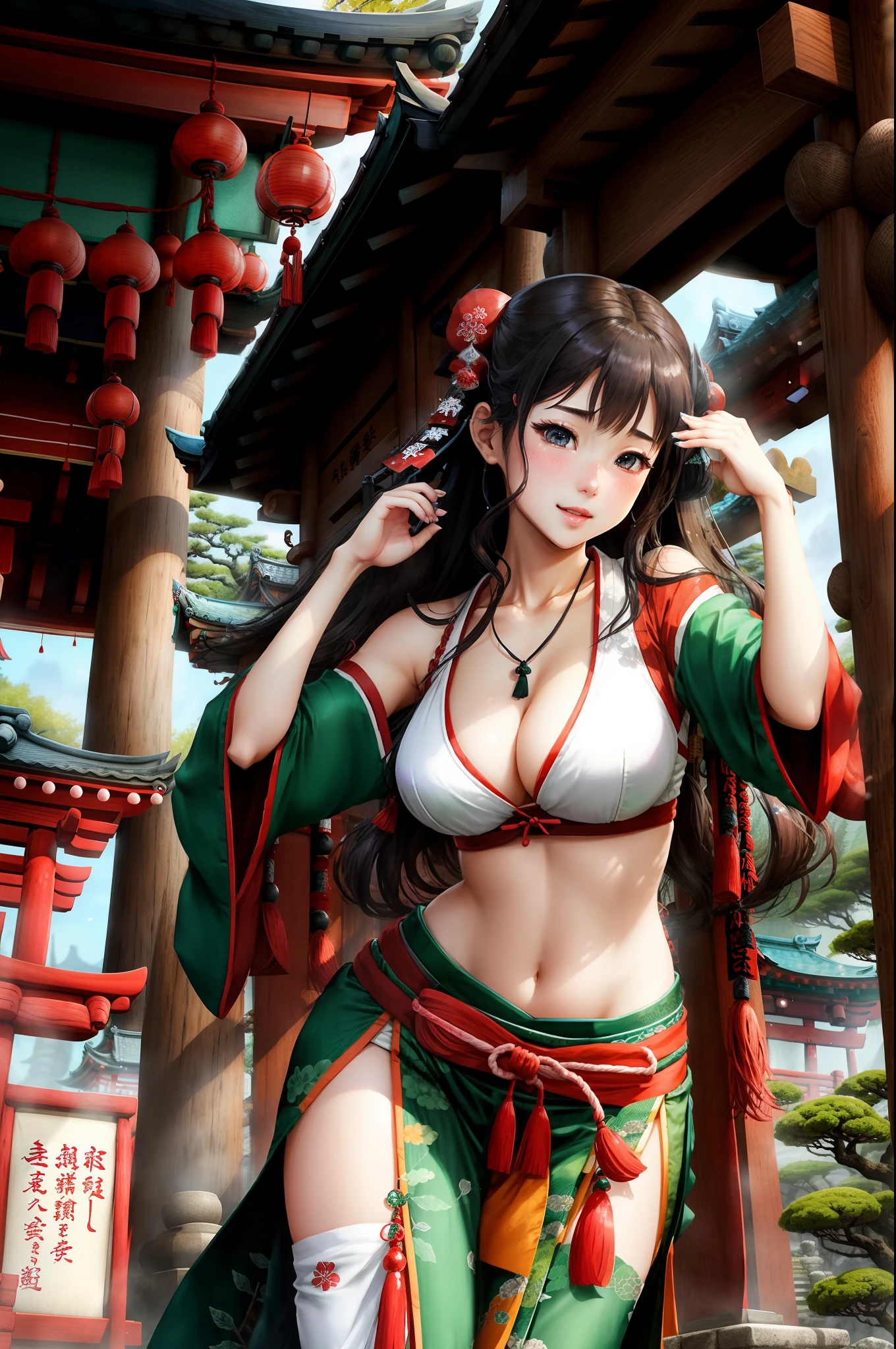 realistic、a beauty girl、shrine maiden、shrines、dance、full bodyesbian、Increased exposure、A sexy