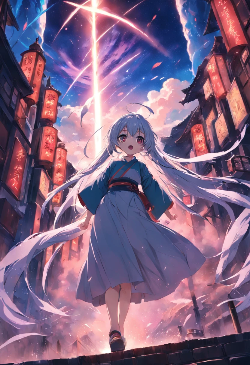 tmasterpiece，best qualtiy，cinematic Film still from，whaite hair，Kizi，yuki ，adolable，yawn，Sleepy eyes，The sword，magia