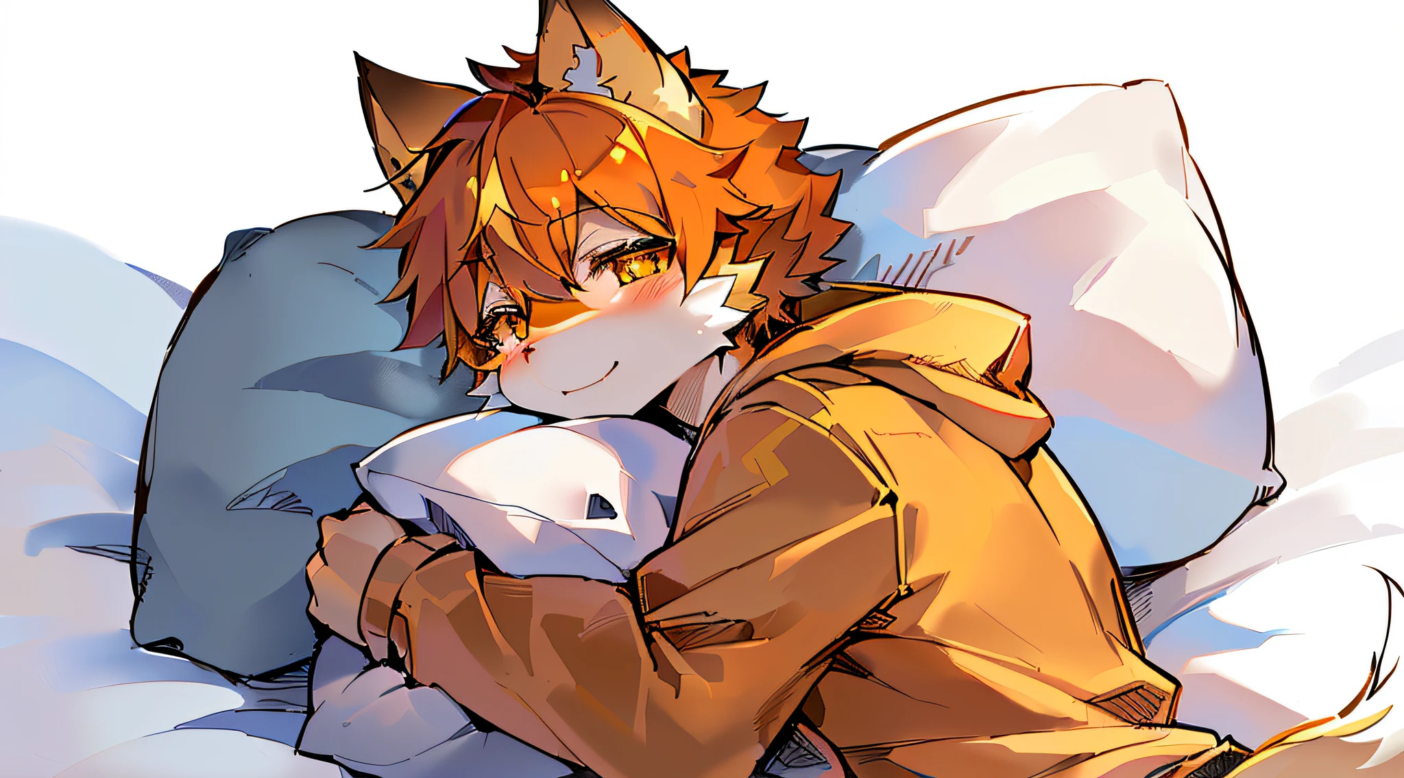 A curious male fox cub was in a seductive position on the bed. It has orange fur, a thick tail, and a pair of furry big ears. His eyes were filled with curiosity, and the fox cub had an excited and eager expression, ready to explore the world.BREAK anthro,furry,feral,(digital media \(artwork\):1.2),(hi res,absurd res:1.2),perfect anatomy,anatomically correct,detailed,detailed face,detailed eyes,(realistic fur,detailed fur:1.25),detailed background,amazing background. BREAK (by puinkey \(artist\):1.2),(by unrealplace,by kuroisumi,by milkytiger1145,by moki,by emolga 1,by ovopack:1.2),(by cydonia xia:0.8),(by Pino Daeni:0.8),(by hioshiru:0.8),(by chunie:0.8).Wearing white underwear。