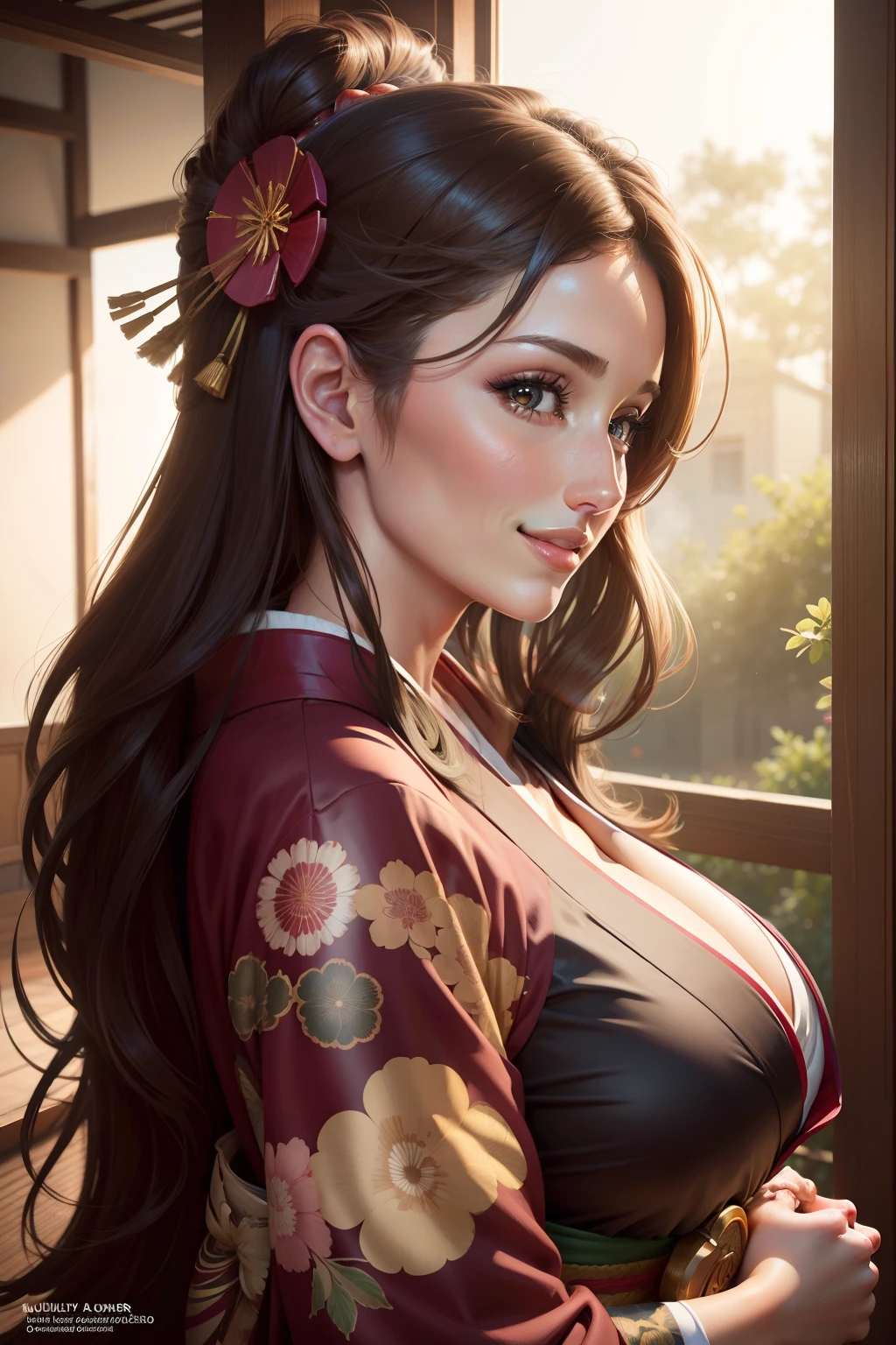 lucy pinder, portrait, geisha, face, smiling, geisha makeup