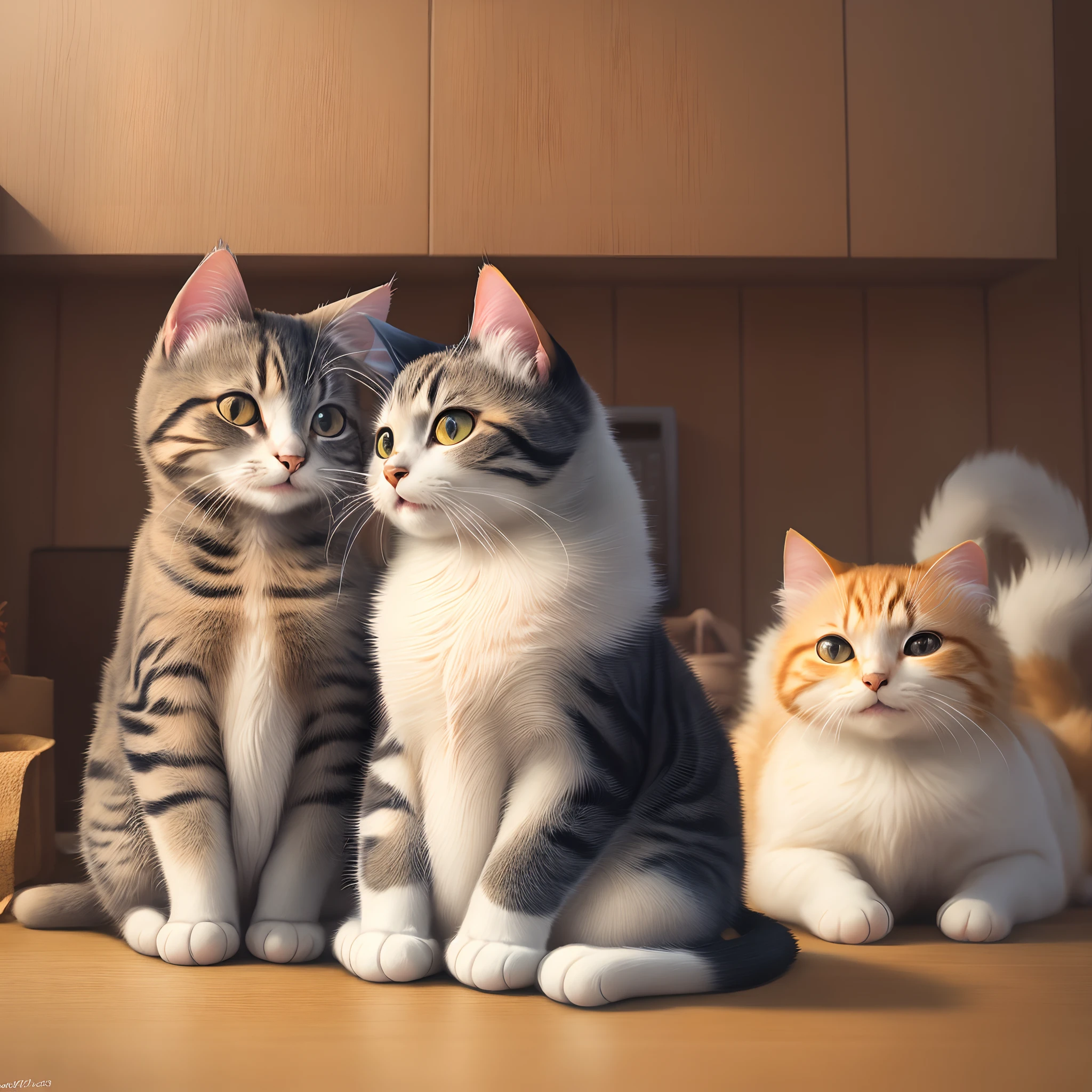 eating cat, fat, fluffy, fluffy, playful, colorful, housing,
