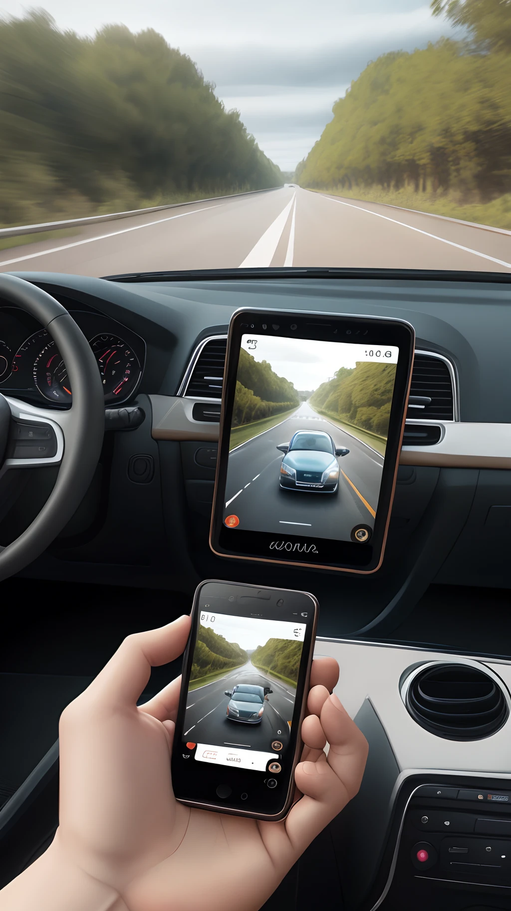 Highlight the carcam element,With a view,Phone positioning