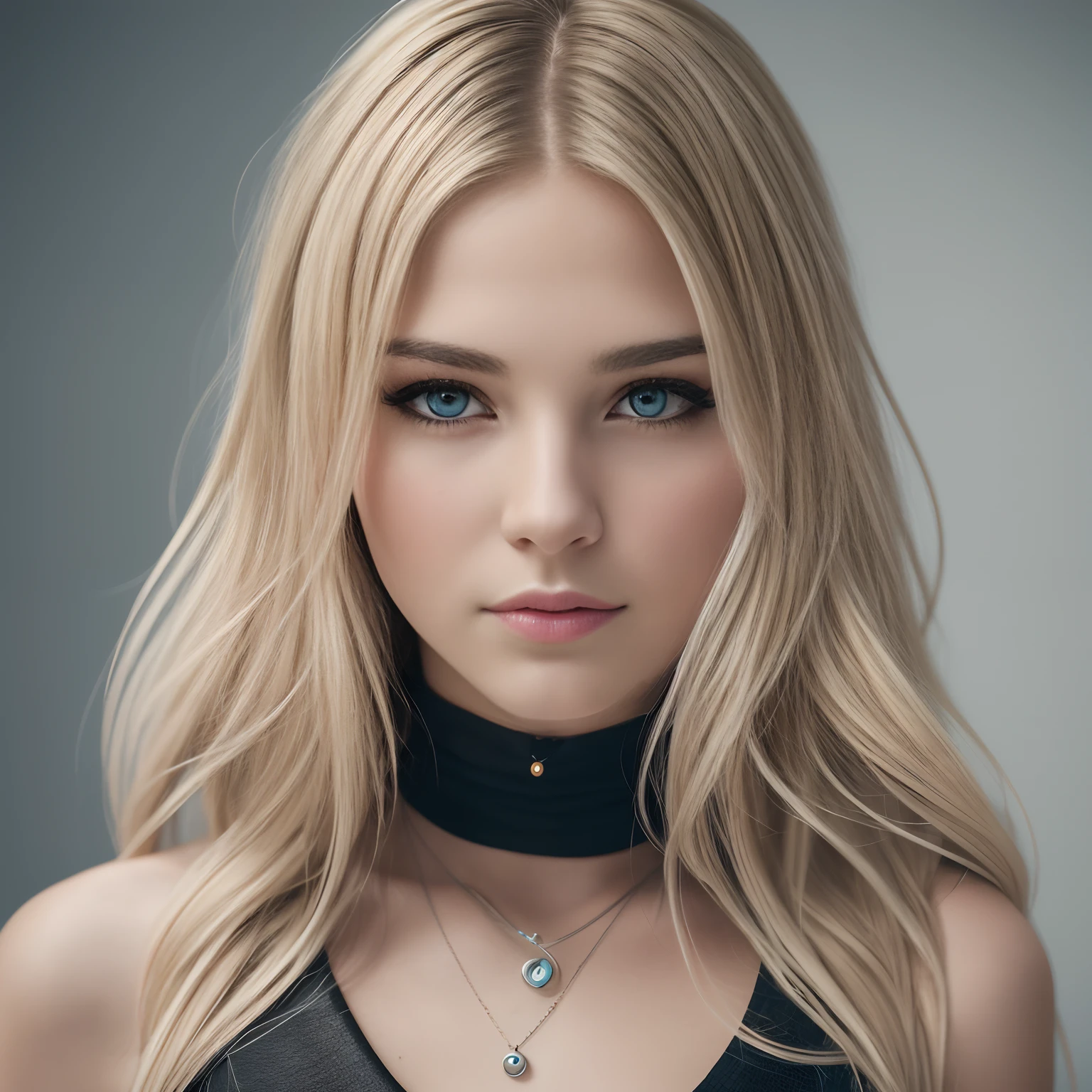 RAW, (A stunning portrait) of (a 28-year-old woman), beautiful with striking features. long blonde hair, captivating look and seductive expression. The background should be neutral and simple, masterpiece that captures the essence and beauty of the woman, ((highly detailed skin)), sharp focus, volumetric mist, 8k UHD, DSLR, high quality, film grain, Fujifilm XT3.