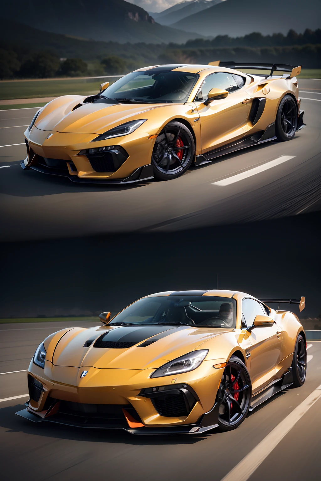 sports cars,真实感,multiple angle,Showcasing its dynamism and line beauty。Shoot at low angles to highlight the sports car's sense of power and speed
