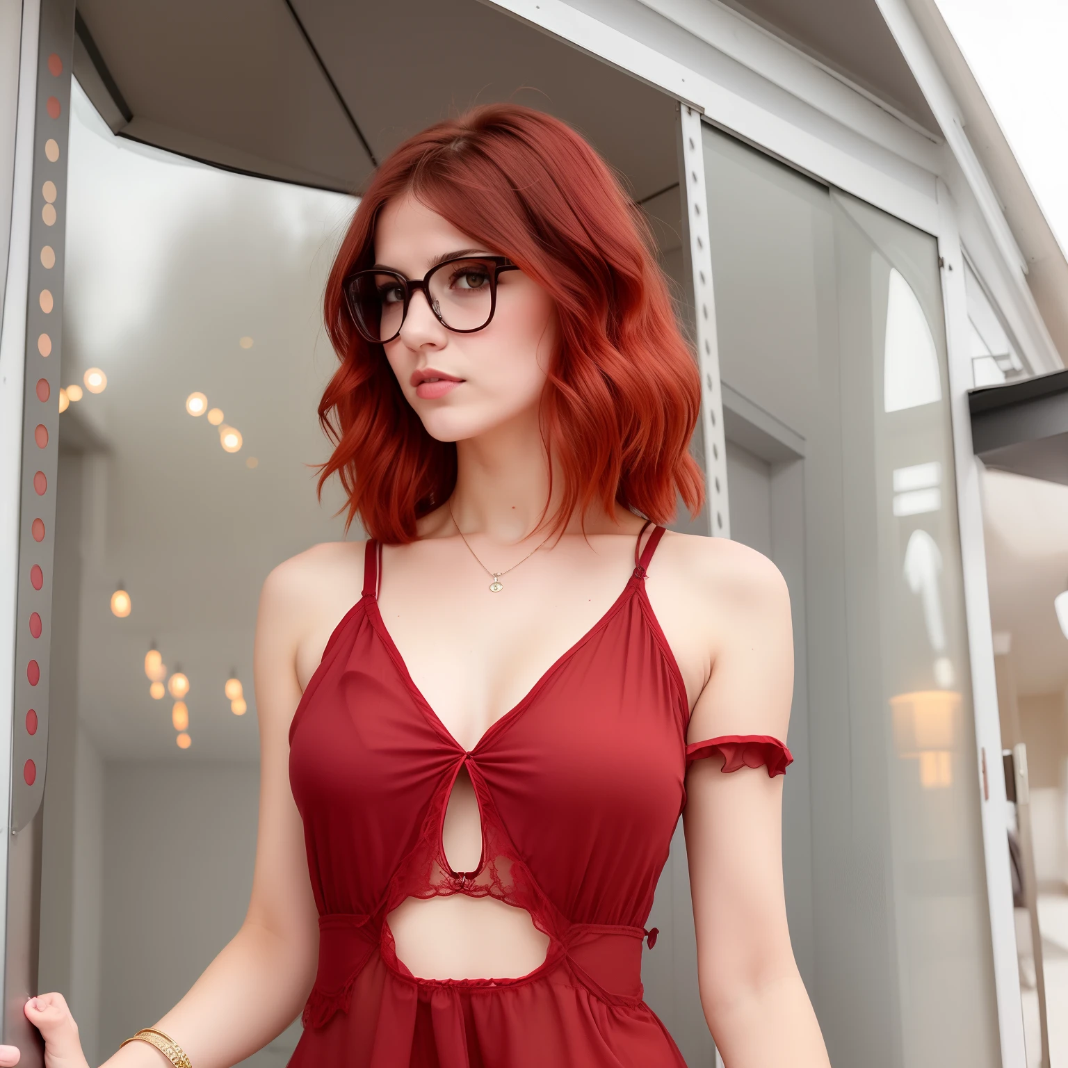 Foto einer jungen schlanken rothaarigen frau,blaue Augen,verstohlen haltung,rotehaare,transparenter bh,rote haare,small size breasts,small boobs,scheu,35mm linse,Red hair