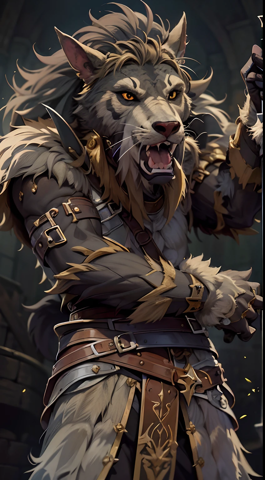 Game character standing drawing design,gnoll,cunning,With a knife,Fighting posture,(full bodyesbian:1.4),solid color backdrop,clean backdrop,depth of fields,high light,Real light,Ray traching,OC renderer,UE5 renderer,Hyper-realistic,best qualtiy,8K,Works of masters,super-fine,Detailed pubic hair,Correct anatomy,