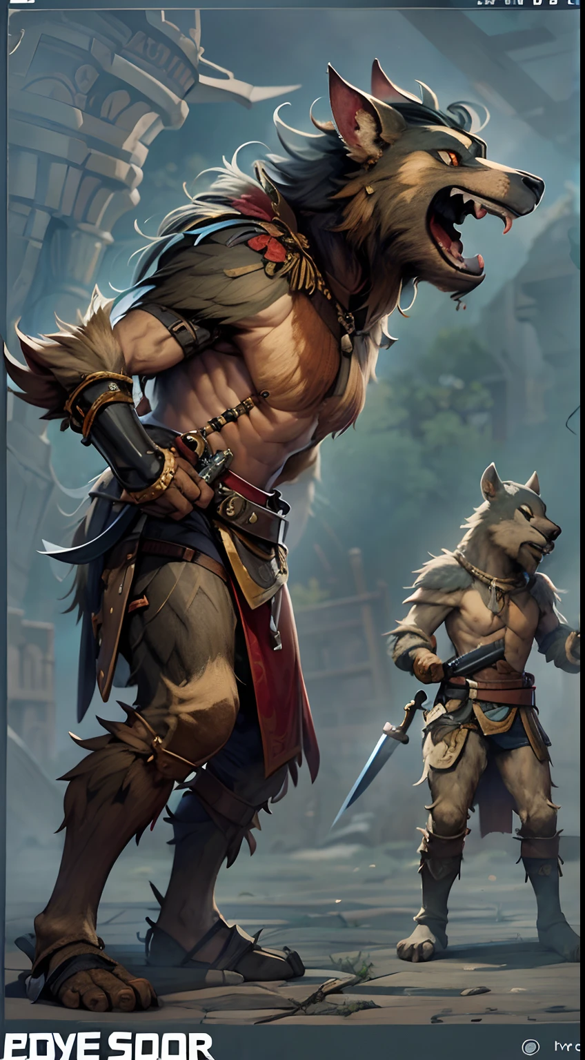 Concept Art, "1 Couple, Handsome Boy", an ultra-detailed and stunningly beautiful CG illustration depicting a sultry green man-wolf with purple hair, sharp green eyes, standing tall in shorts. Gorgeous green fur and yellow dotted on the belly, tail and fur, this animal-like beauty exudes sensuality in every pose, breathtaking rendering, within radiant connections, multiplayer interaction, magical elements, gorgeous, casting colorful spells, bright flashes,