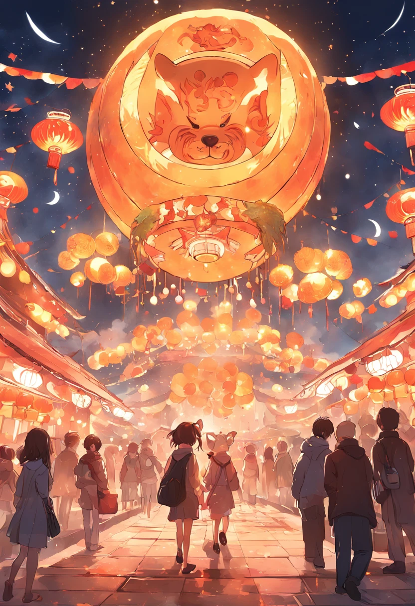 mid-autumn festival、bear、forest、animals、Moon、themoon、Solar stars、Mooncake stalls、concert、band、fire works、UAVs、environment friendly、tradit、celebrating、enviroment、The villagers、Plaza、Bamboo lanterns、the night、celebrating、Artistically、device、decor、castoff、economize、resource,high definition resolution