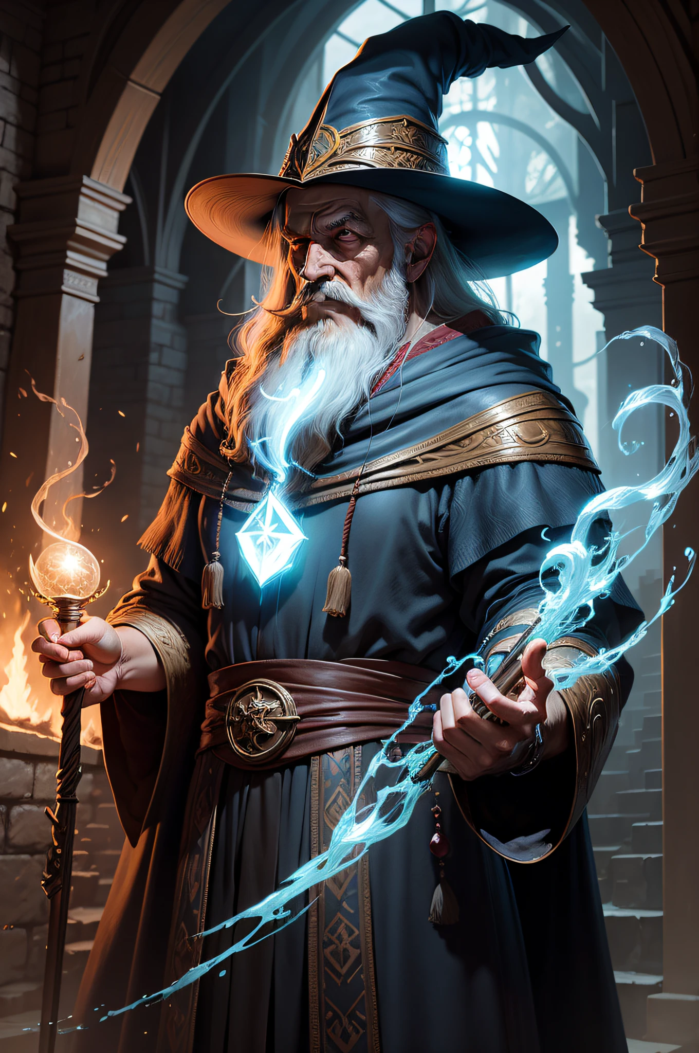 wizard using magic concept art fantasy
