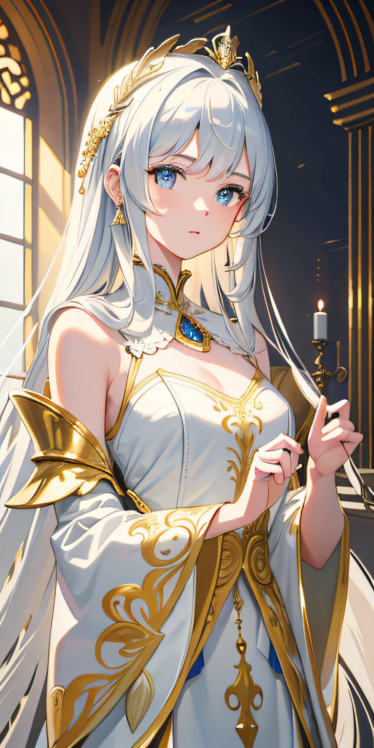 It was as if the queen in full costume was walking towards her throne, her temperament was pure and majestic, and there was a sacred awe. The pure white angel was still pure like a white lotus that was not clean, her golden eyes were full of disgust, but her body was very active and honest. The corners of his mouth were slightly happily hooked, but his eyes were still indifferent as if looking at garbage. This large area of openwork, this open-back design, the lace flowers on the chest at the waist, is really clever, not just to focus people's eyes on the past